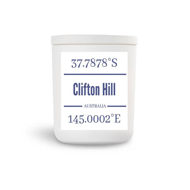 Clifton Hill True North Candle White Vessel with White Washed Lid available in 4 scents.