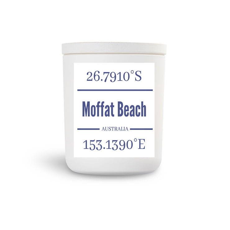 MOFFAT BEACH True North Candle White Vessel with White Washed Lid available in 4 scents.
