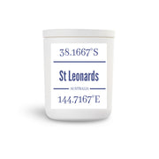 St Leonards VIC True North Candle White Vessel with Whitewashed Lid available in 4 scents.