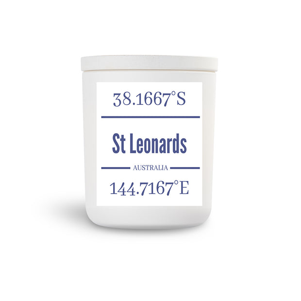 St Leonards VIC True North Candle White Vessel with Whitewashed Lid available in 4 scents.